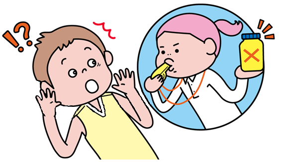 図:禁止物質について電話で注意を受けている少年
