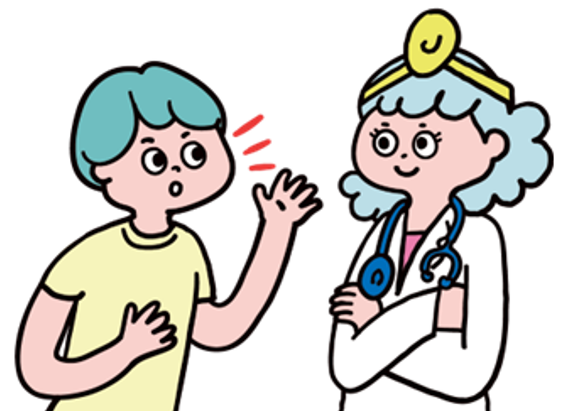 医師に症状を説明する患者のイラスト